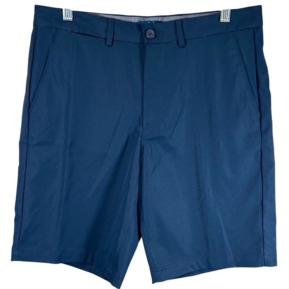 George Mens Navy Blue Performance Golf Shorts‎ Size 32 Flat Front Lightweight